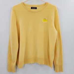 Women's Naadam Cashmere Crew Neck Lemon Yellow Sweater Size Medium